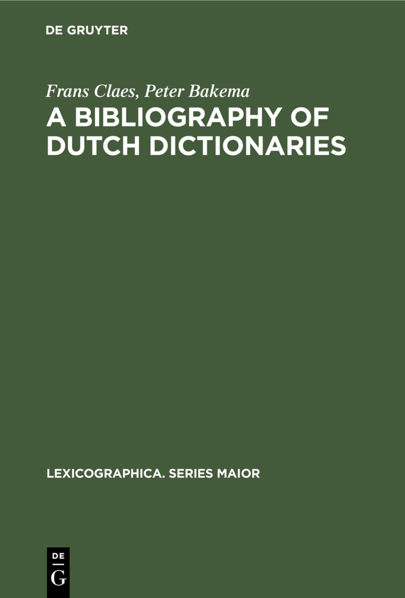 A Bibliography of Dutch Dictionaries